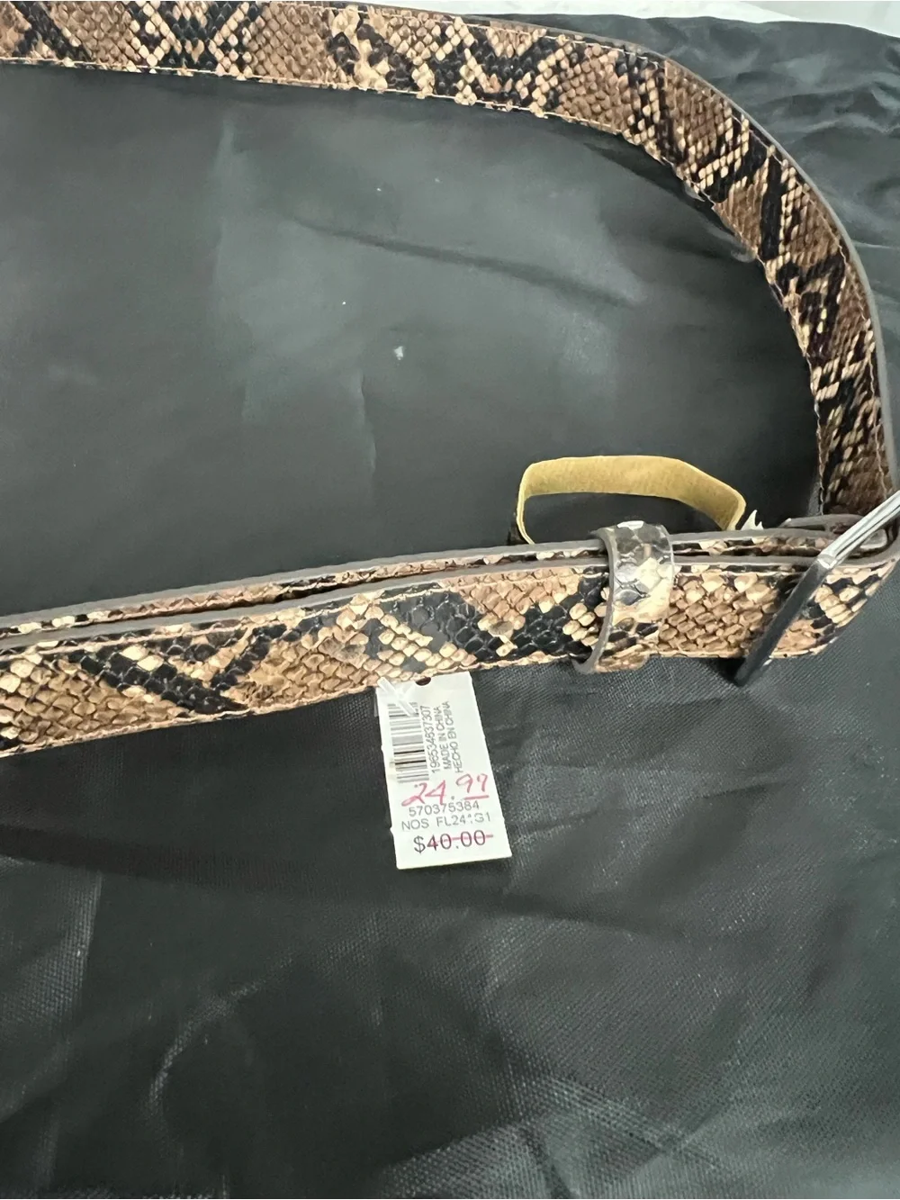 White House Black Market Brown Snake-Print Leather Belt